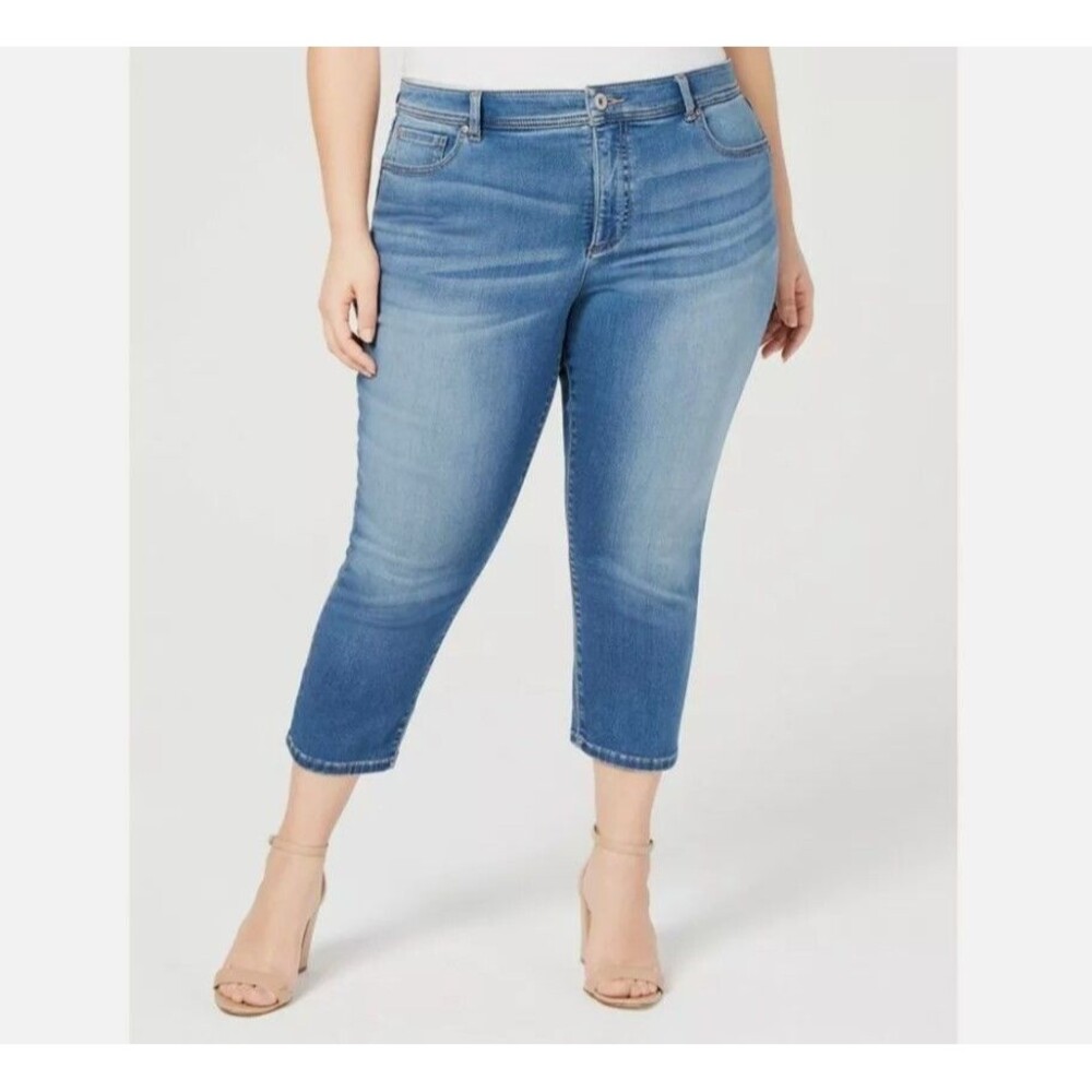 INC Womens Plus 28W Arial Wash Incfinity Cropped Skinny Jeans NWT S51